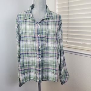Sanctuary Plaid Button Down Shirt Medium NWT